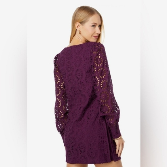 NWT Lilly Pulitzer Aisha eyelet romper cherry ganache oversized pinwheel eye 8 - Picture 2 of 9